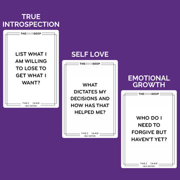 The AND Self Love Edition cards on desk ready for journaling prompts