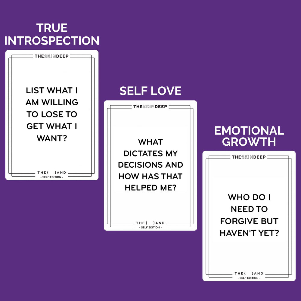 The AND Self Love Edition cards on desk ready for journaling prompts