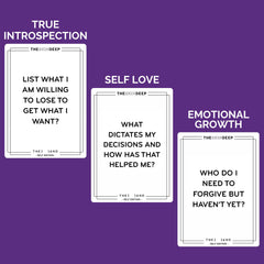 The AND Self Love Edition cards on desk ready for journaling prompts