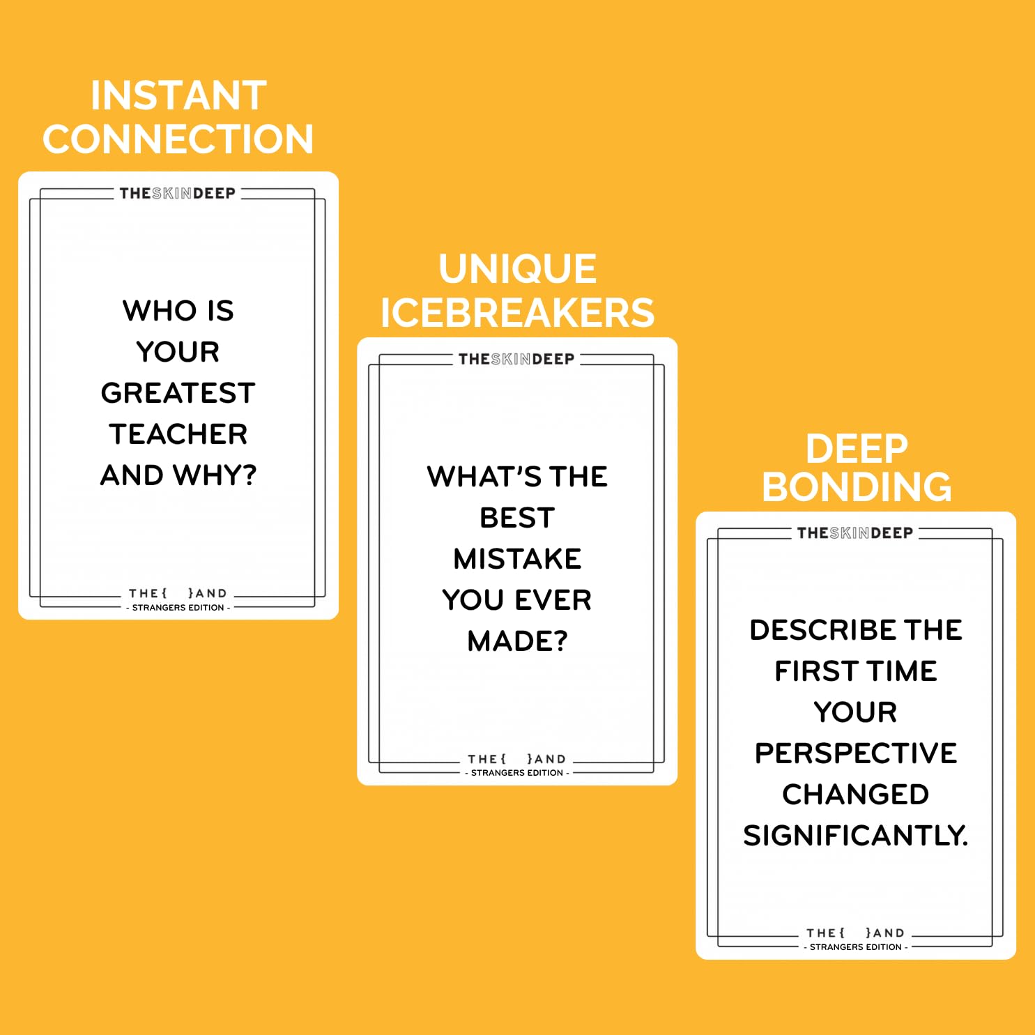 The And Strangers Edition small-talk icebreaker aids warm, engaging chats.