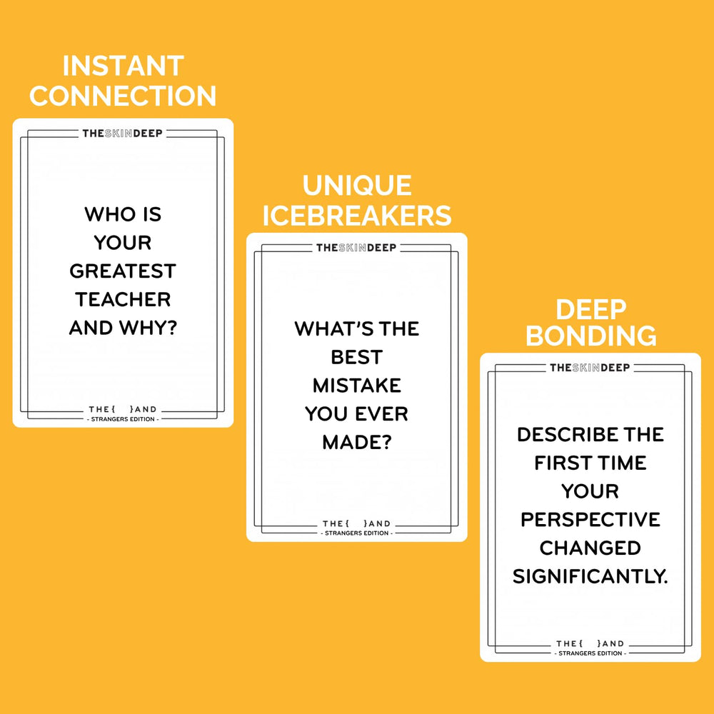 The And Strangers Edition small-talk icebreaker aids warm, engaging chats.