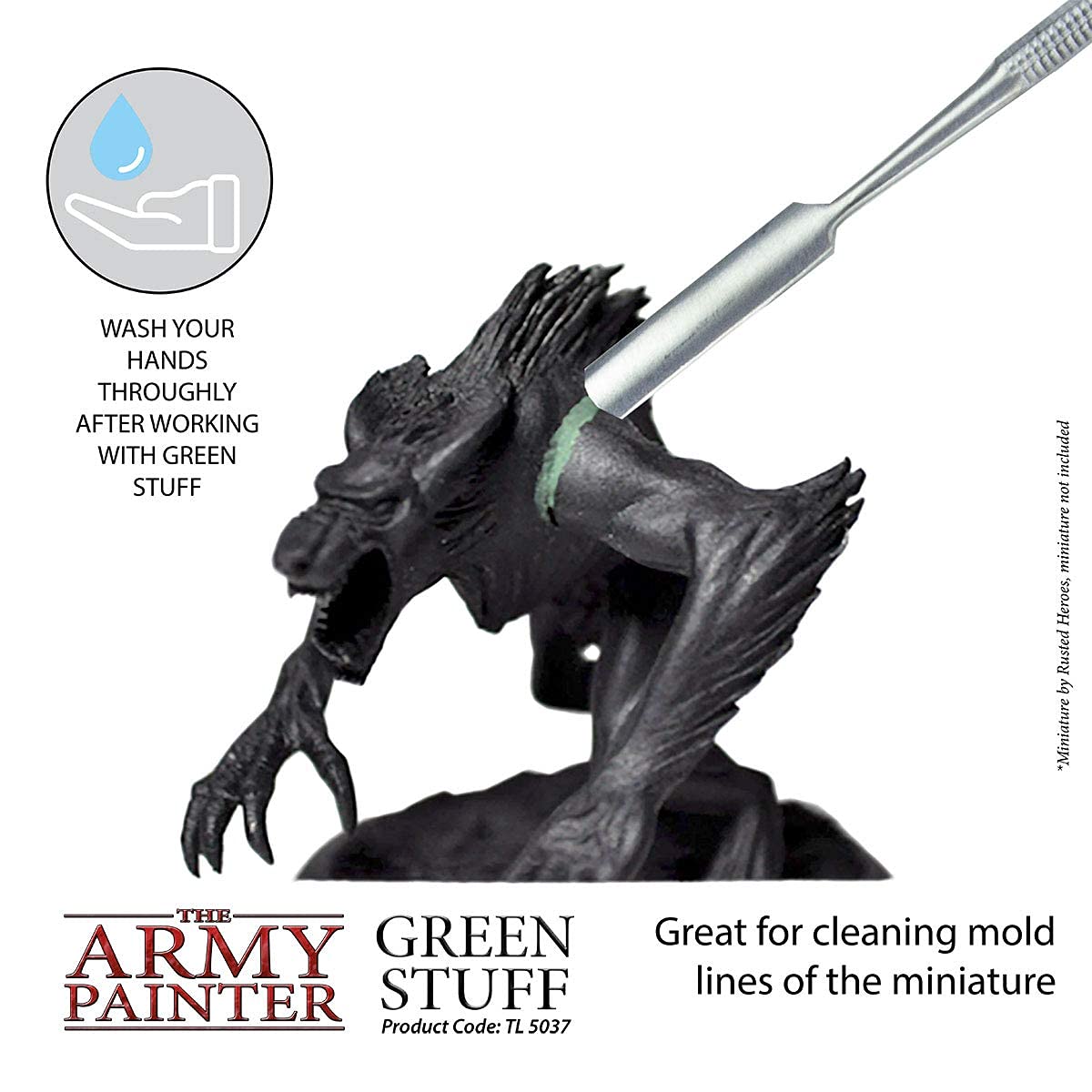 The Army Painter Green Stuff clean and mess-free application with no hand residue.
