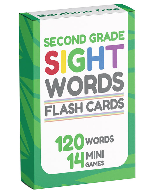 The Bambino Tree sight words flash cards front view with large print for easy practice.