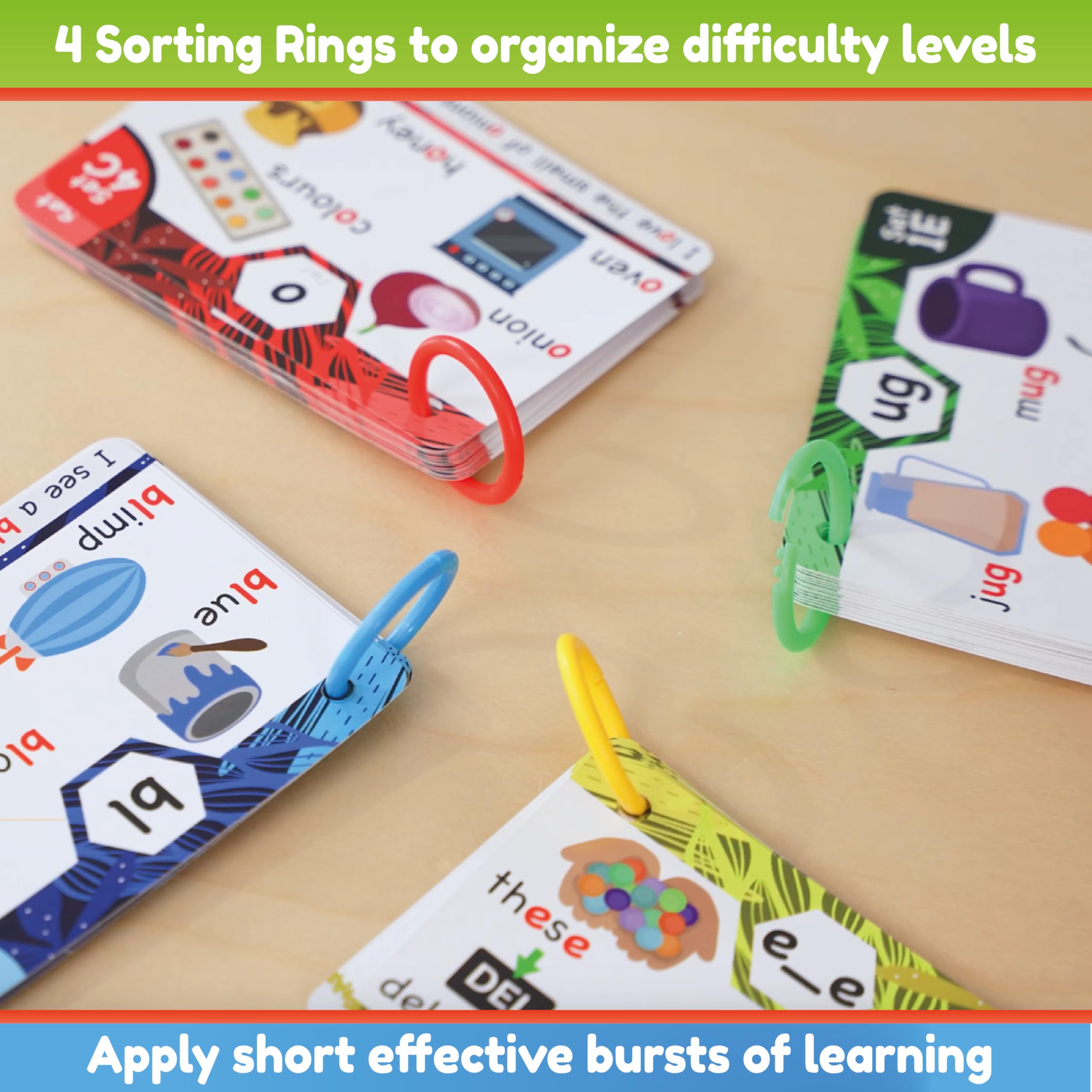 The Bambino Tree Teacher-Recommended flash cards enhance classroom phonics work.
