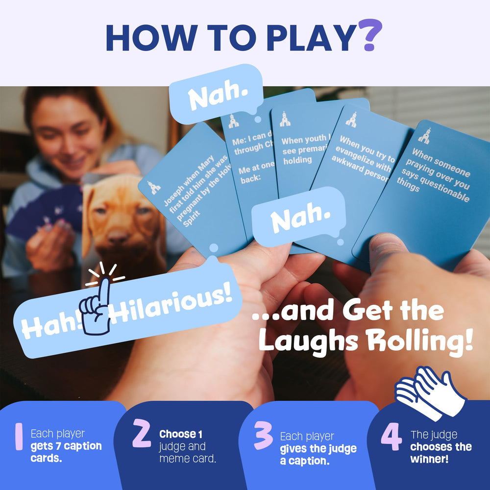 Teens and adults enjoy a family game night with The Christian Meme Game.
