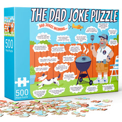 The Dad Joke 3000 500-piece puzzle box front, great for gifting and family fun.