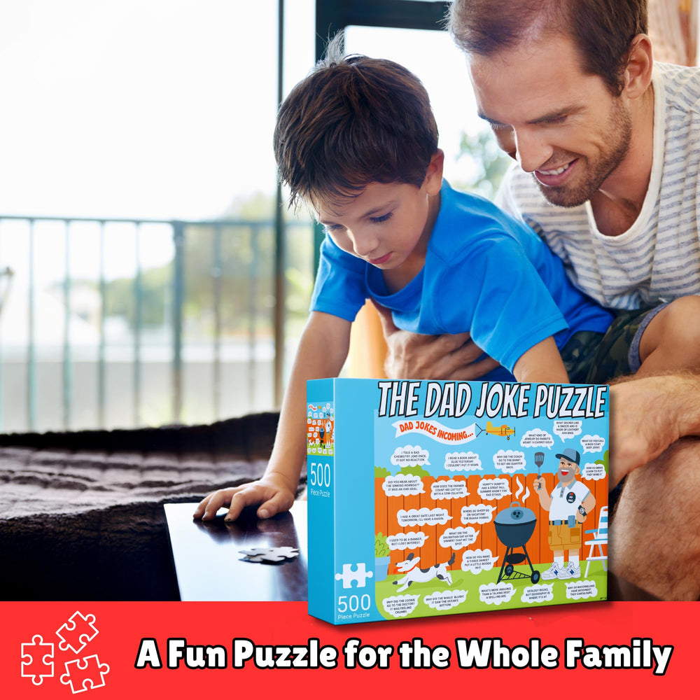 The Dad Joke 3000 500-piece puzzle completed display, perfect for framing.