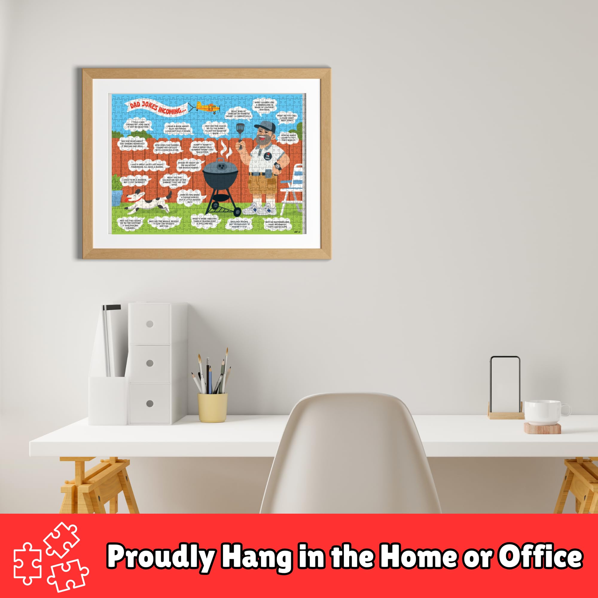The Dad Joke 3000 500-piece puzzle gift box, ready for Christmas or birthday gifting.
