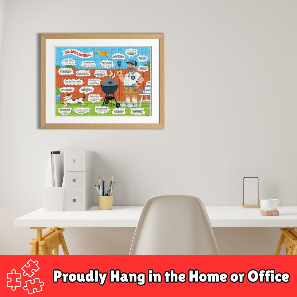 The Dad Joke 3000 500-piece puzzle gift box, ready for Christmas or birthday gifting.