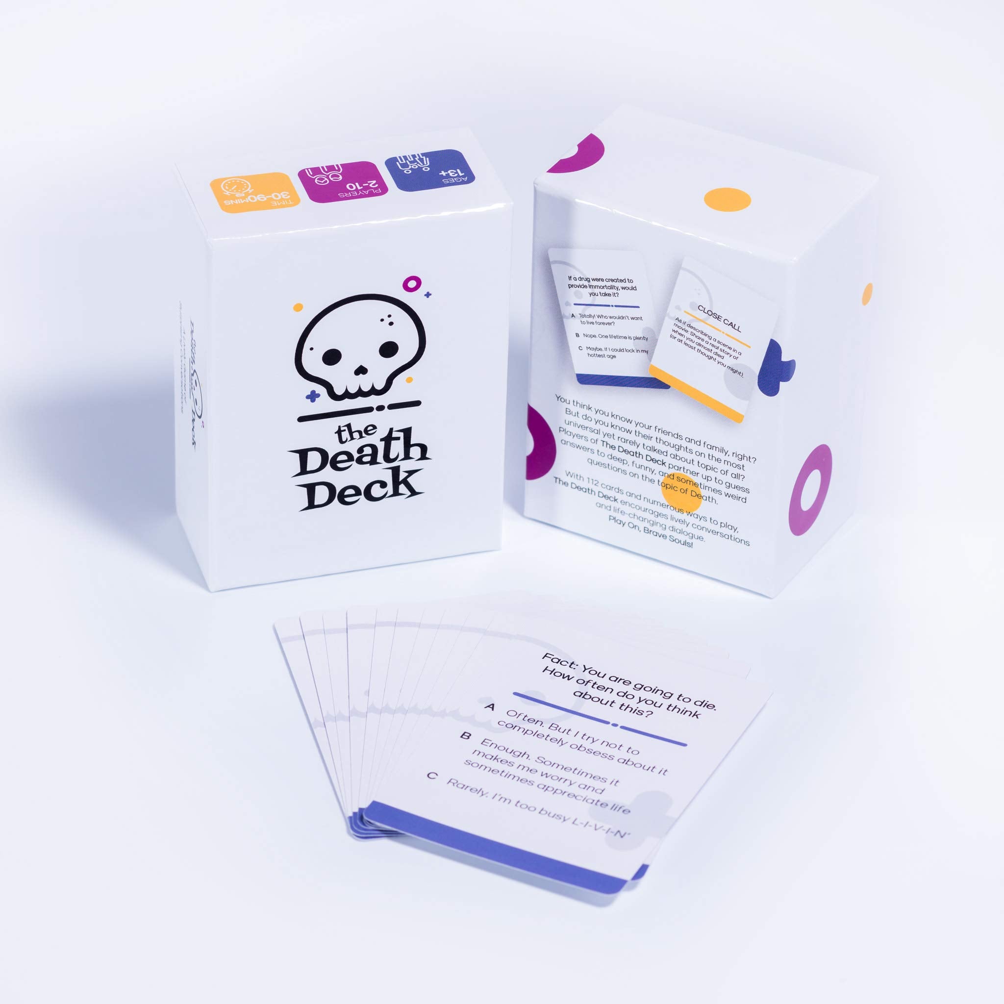 The Death Deck hand-held cards ready for a playful thought-provoking session.