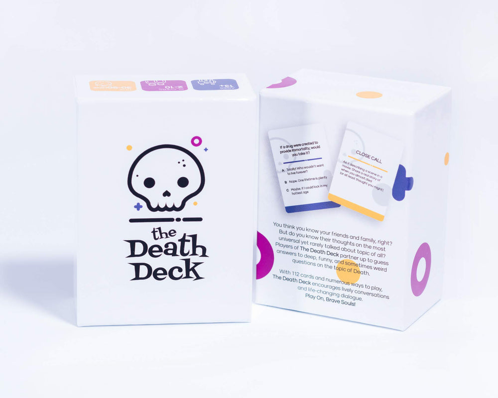 The Death Deck players discussing ideas fosters honest family dialogue.