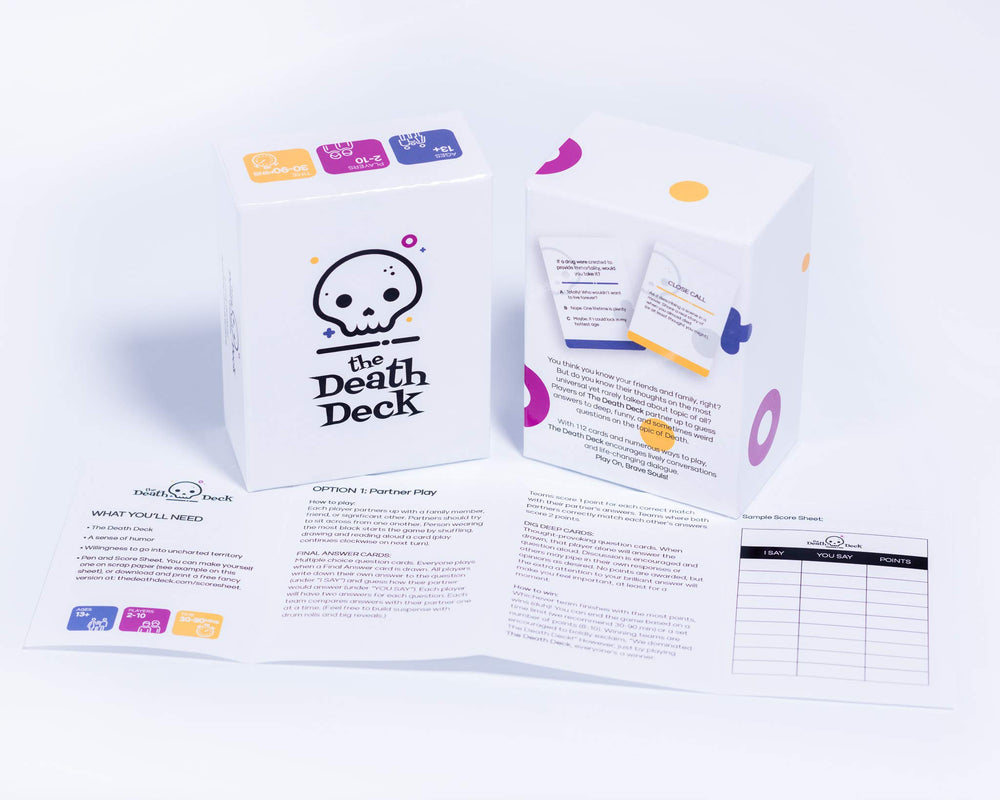 The Death Deck question cards spark curious, open-ended conversations.