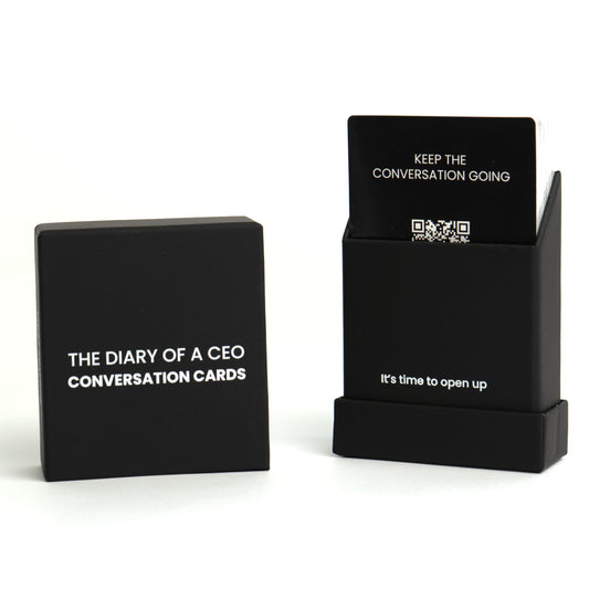 The Diary Of A CEO Conversation Cards front cover, premium for engaging conversations.