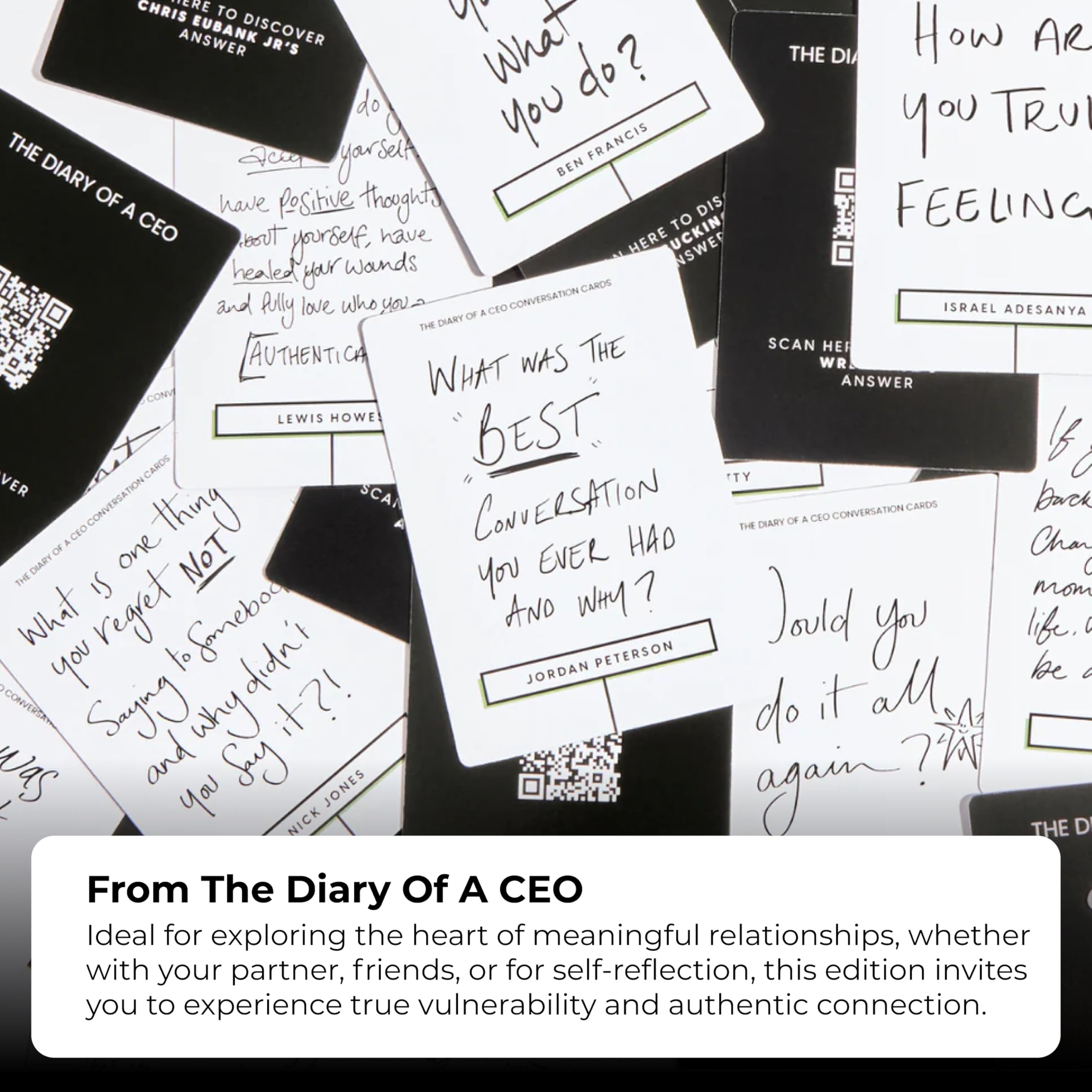 The Diary of a CEO Conversation Cards deep-end prompts for vulnerability and authentic dialogue.