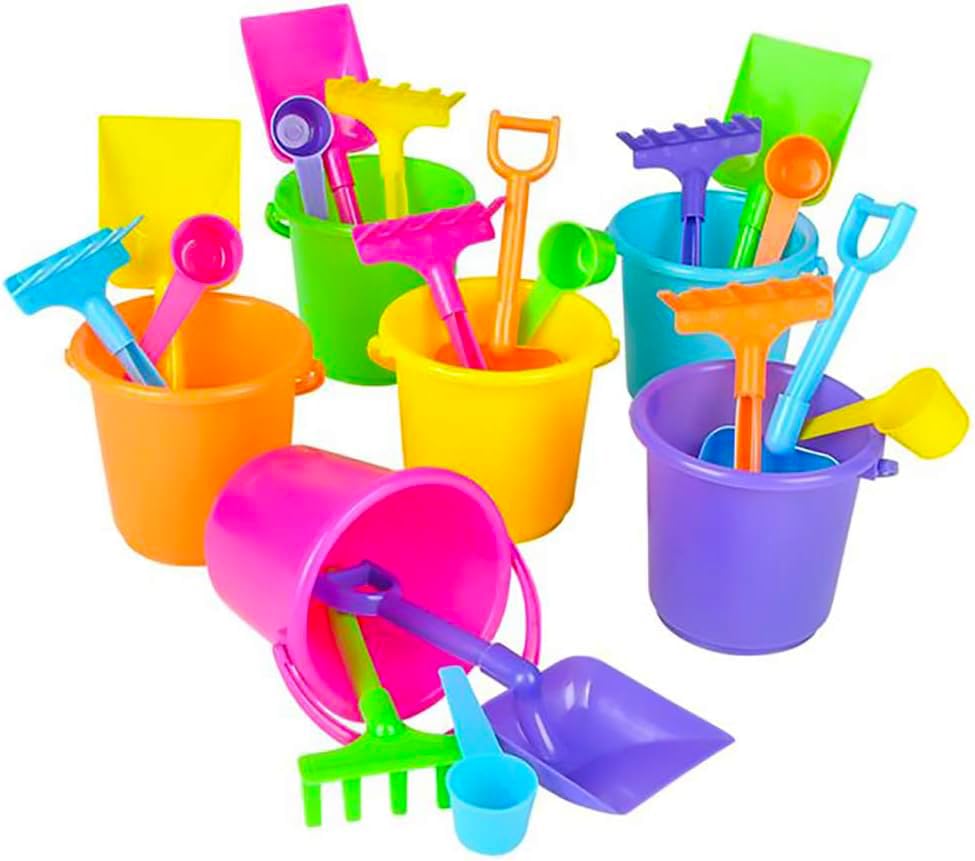 The Dreidel Company 3.25-inch sand pails double as party favors.