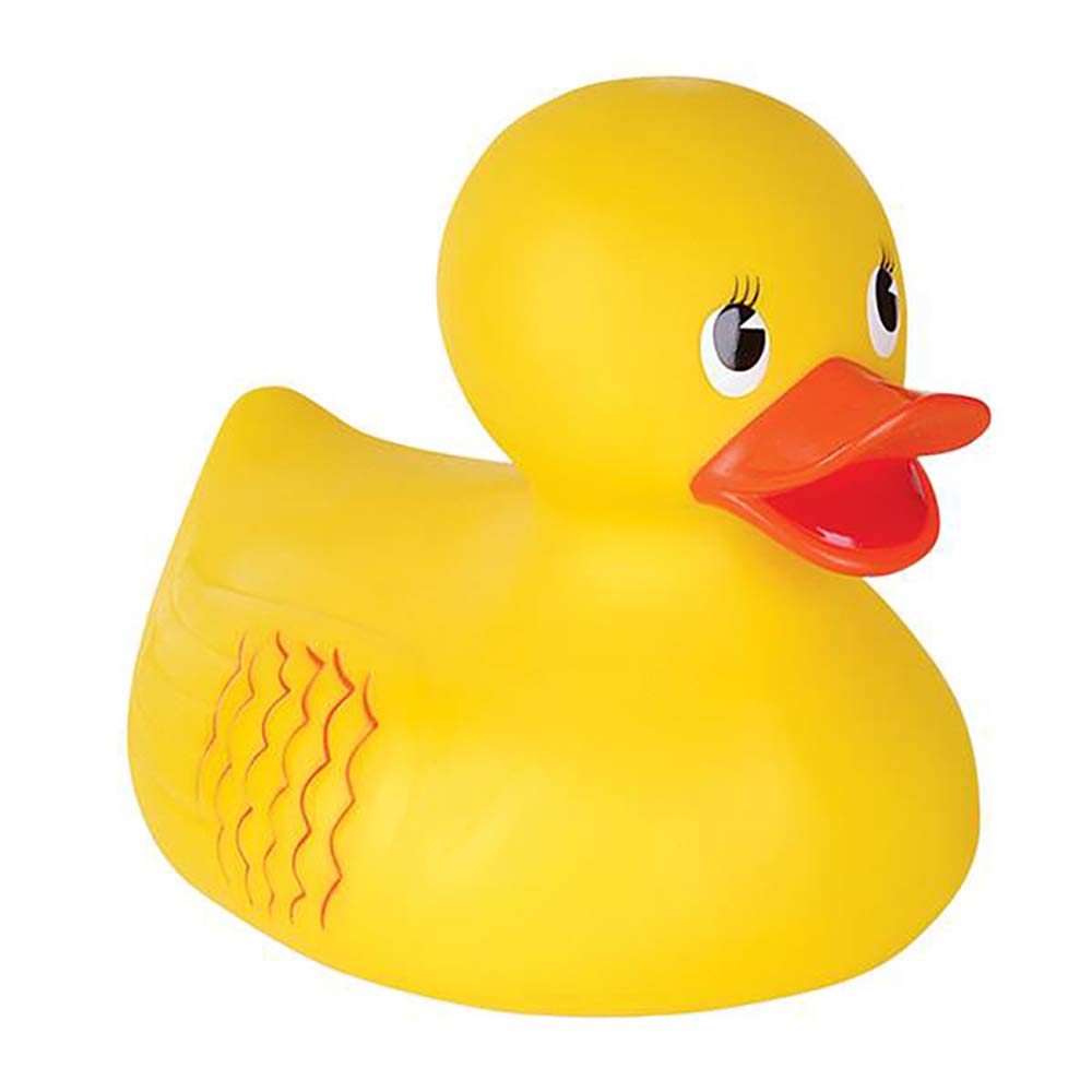 The Dreidel Company rubber ducky closeup yellow durable vinyl for long lasting bathtime fun.