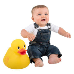The Dreidel Company jumbo rubber ducky in bath decor adds mood brightening whimsy.