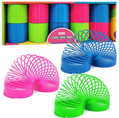 The Dreidel Company neon coil springs in package showing vibrant colors for party fun.