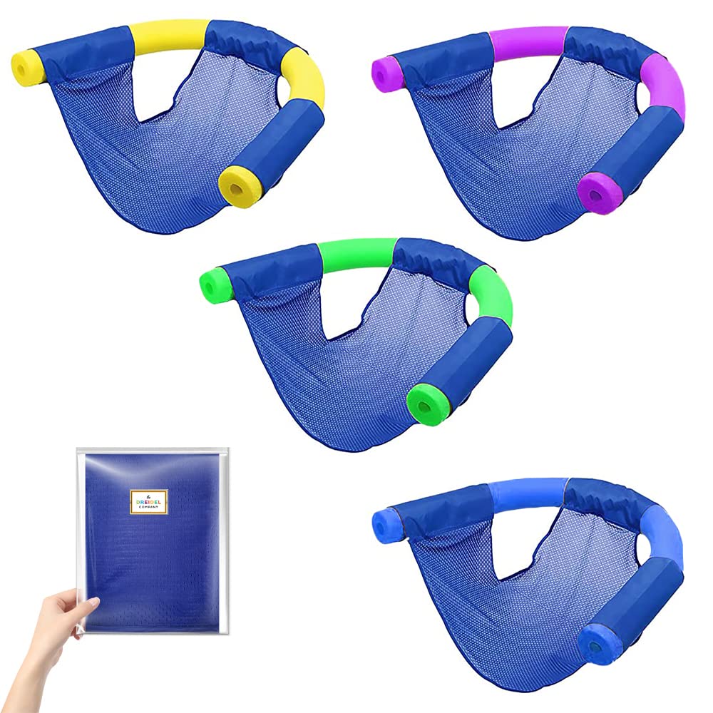 The Dreidel Company pool noodle mesh chair back view for relaxing in water