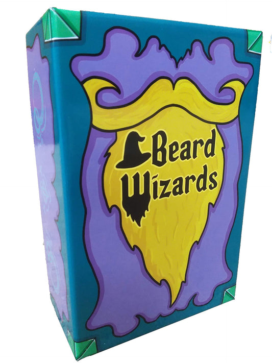 The Dusty Top Hat Beard Wizards cover art with vibrant beards and magic vibes for game night