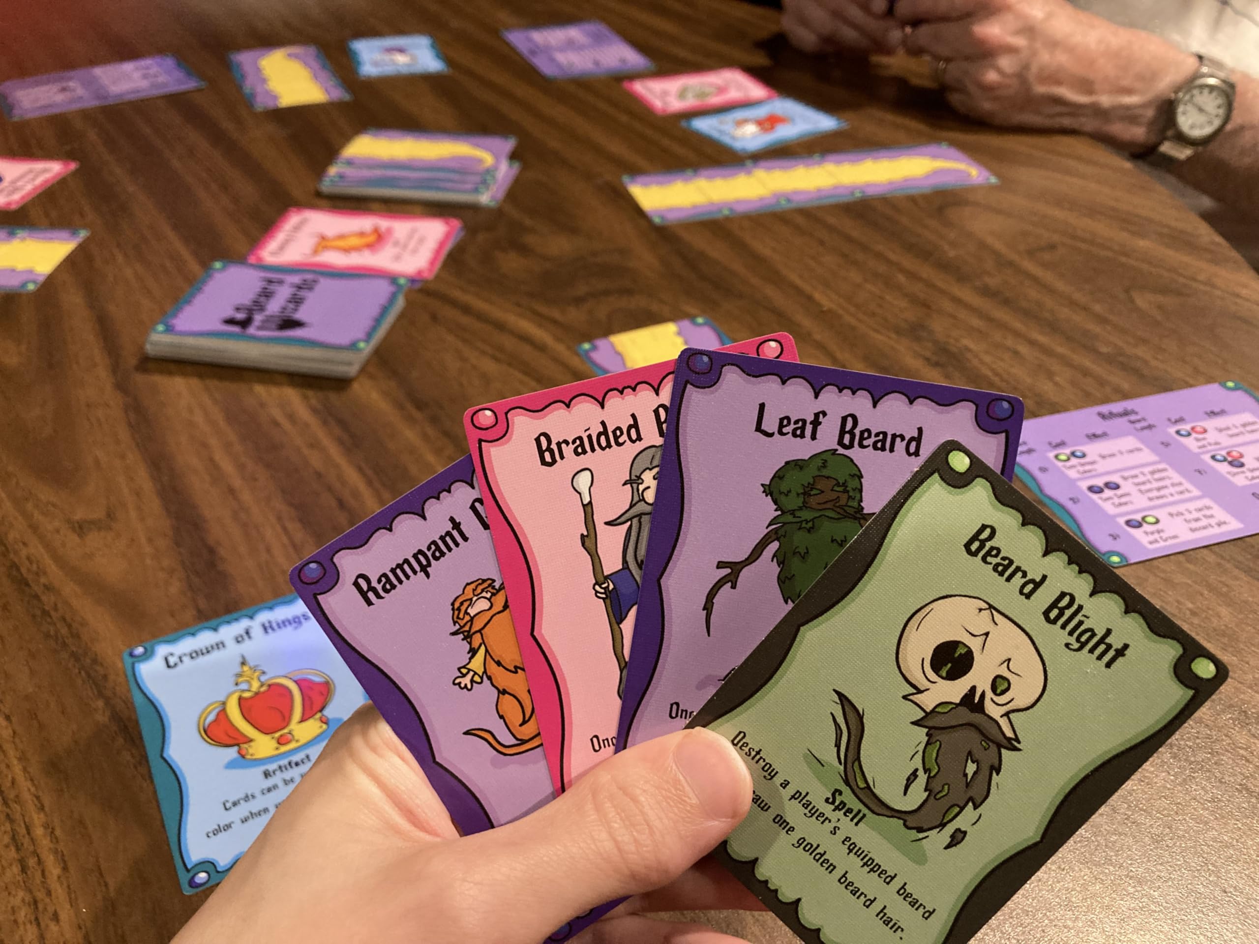 Spells and wizard cards illustrating playful grooming-themed magic effects