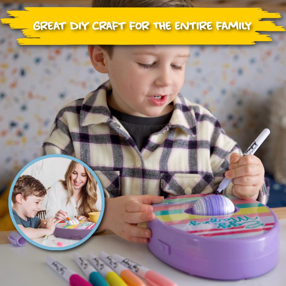 Family crafts session using The Eggmazing kit for holidays or year-round fun