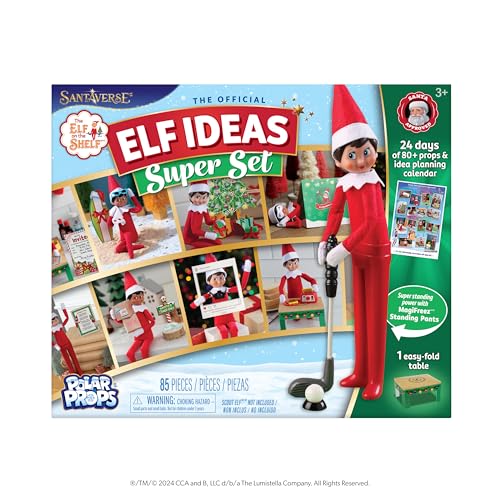 The Elf on the Shelf 24-Day Super Set props pack displayed for creative scenes.