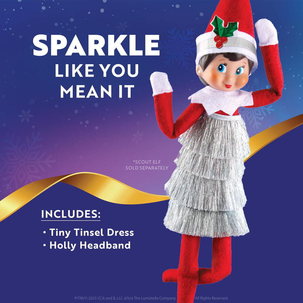 The Elf on the Shelf keepsake dress enhancing holiday decor.