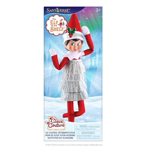 Close-up of The Elf on the Shelf vintage tinsel detailing.