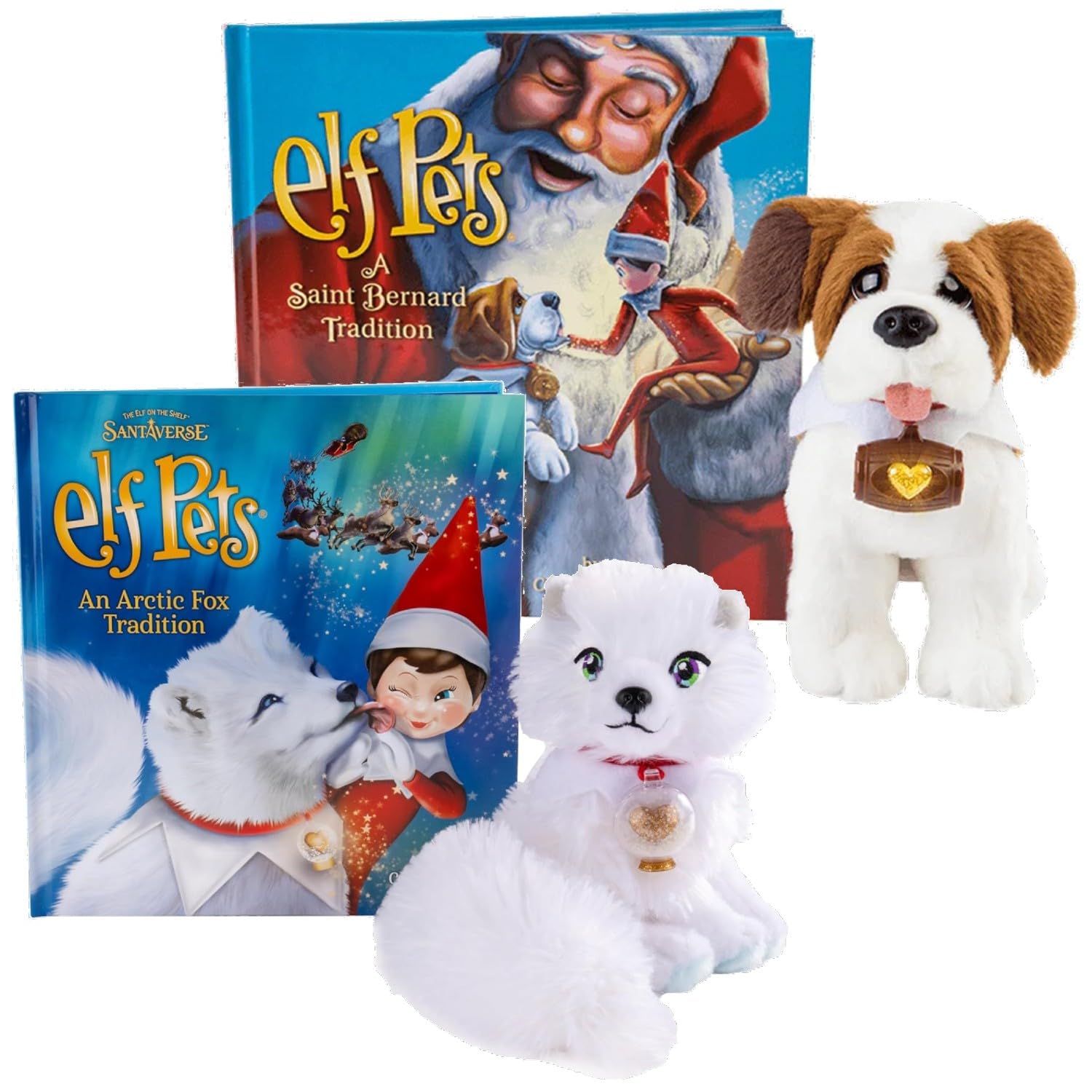 The Elf on the Shelf Elf Pets Traditions Saint Bernard with barrel, cozy storytelling.