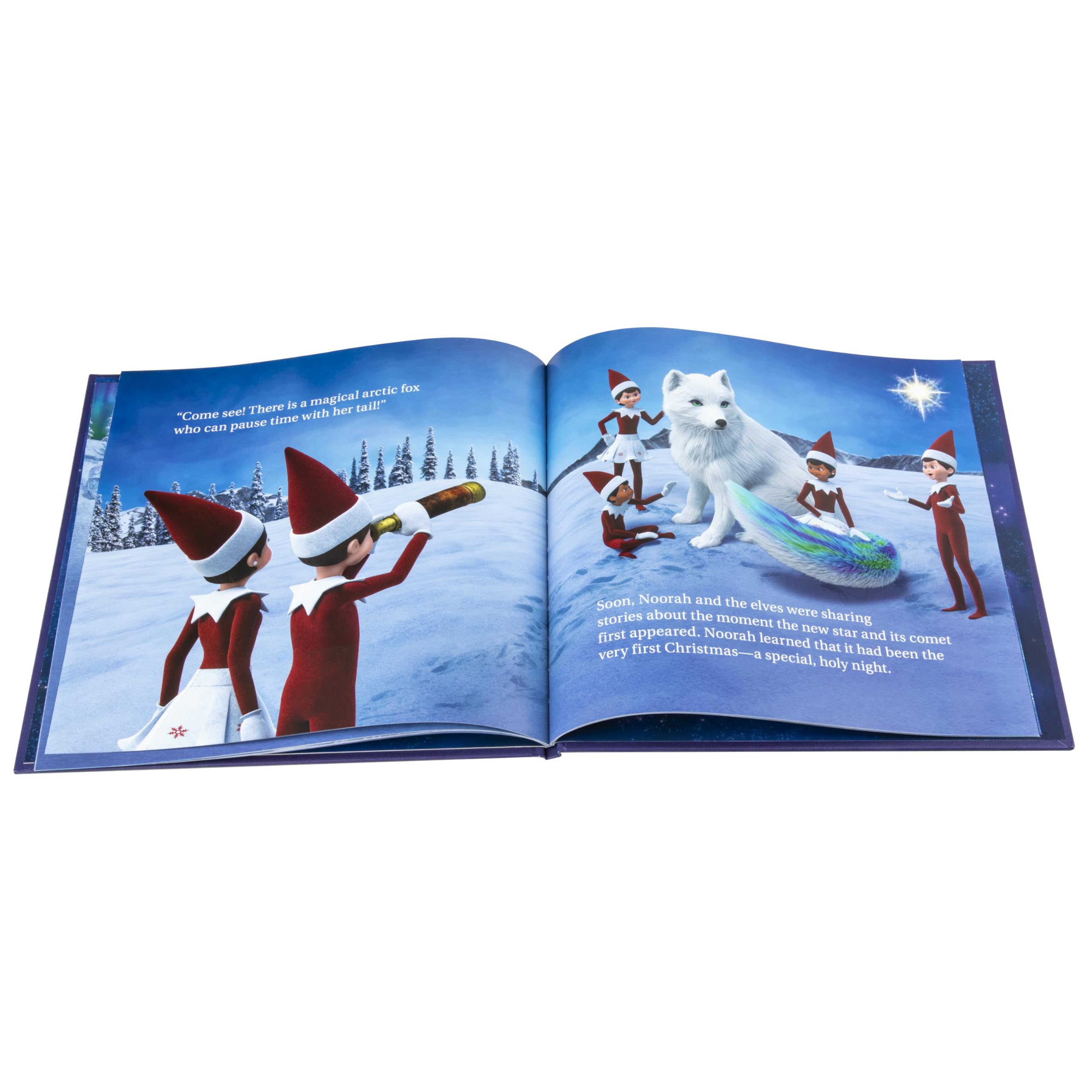 Noorah and the polar lights scene, a luminous moment for kids.