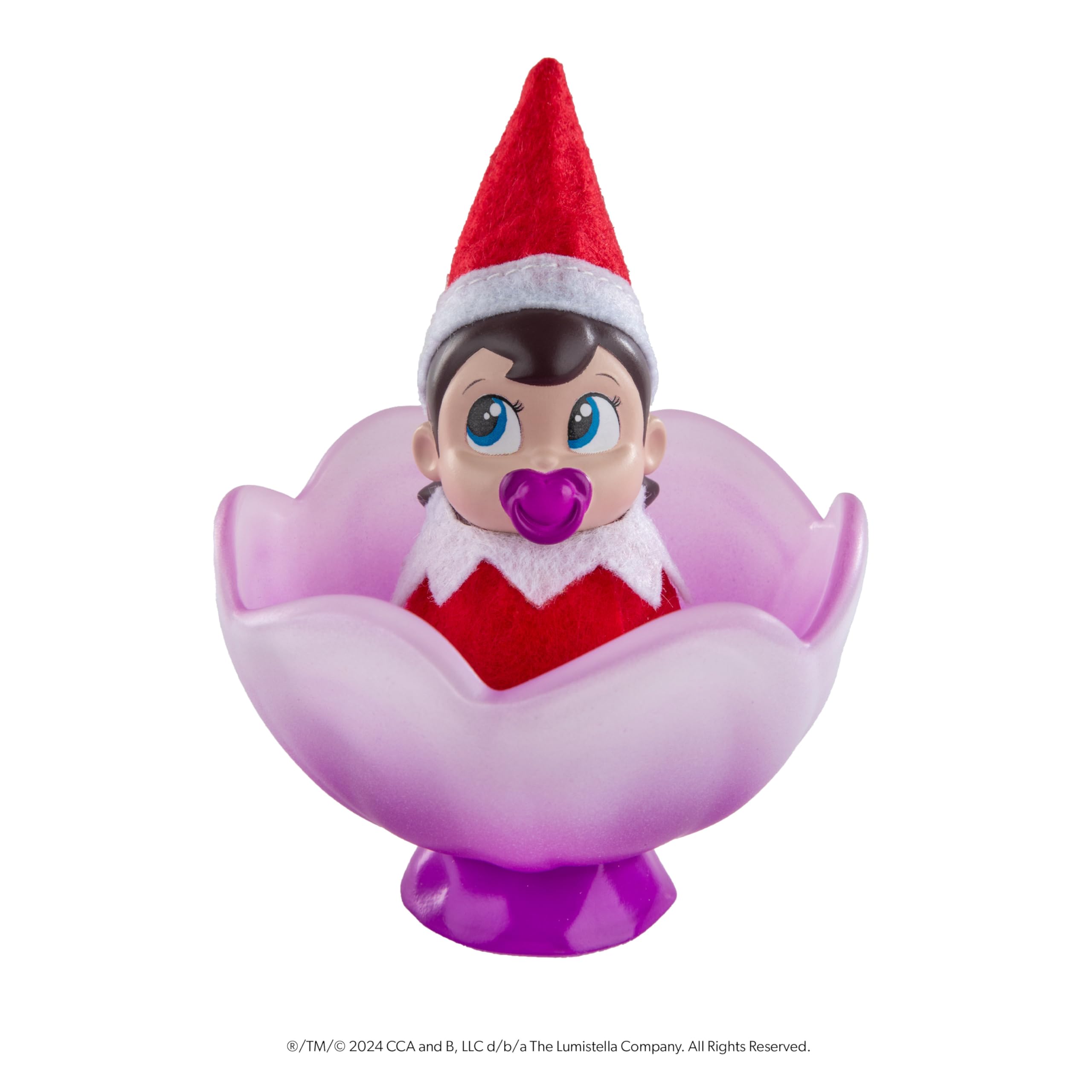 The Elf on the Shelf Frost Pips mini elf baby girl with blue eyes ready for cozy play.