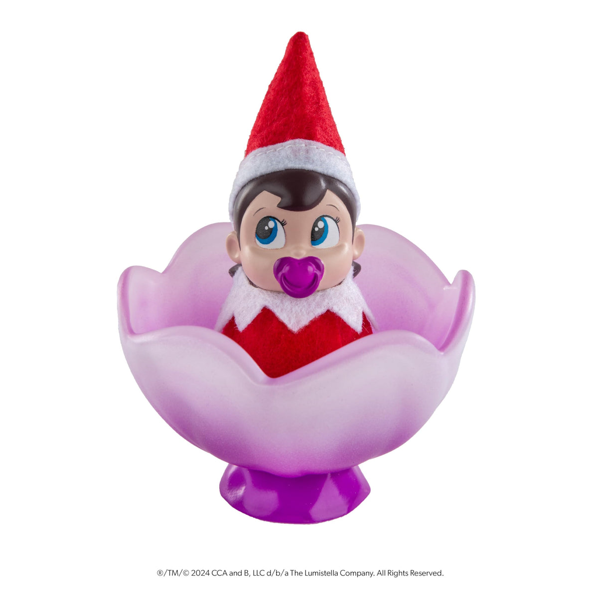 The Elf on the Shelf Frost Pips mini elf baby girl with blue eyes ready for cozy play.