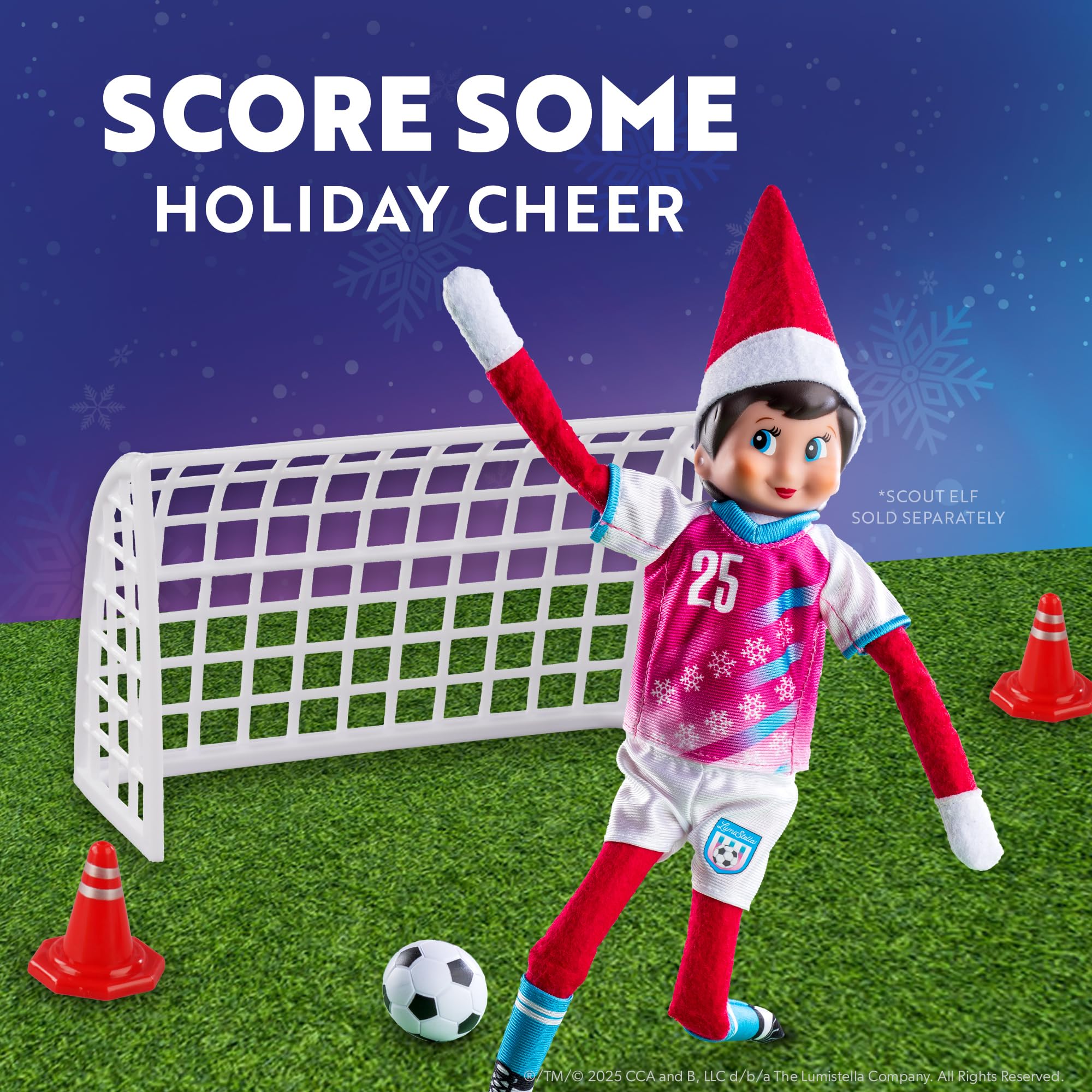 The Elf on the Shelf Polar Props North Pole Pitch Kit printed pitch creates realistic game vibes.