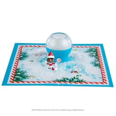 The Elf on the Shelf Secret SnoPrize blue-white globe showcasing snowy reveal before the figure appears