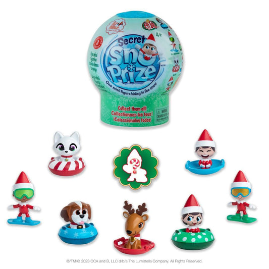 The Elf on the Shelf Secret SnoPrize globe filled with water ready to reveal a mini figure for playful surprise