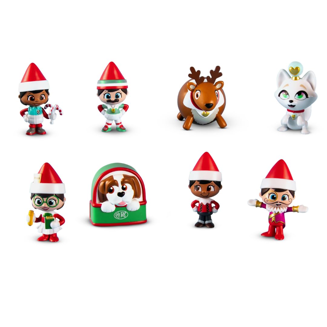 The Elf on the Shelf Minis Series 4 packaging highlights eight possible characters for trade.