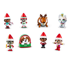 The Elf on the Shelf Minis Series 4 packaging highlights eight possible characters for trade.