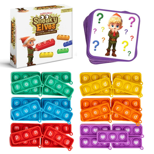 The Fidget Game Sneaky Elves CVC cards help build reading skills