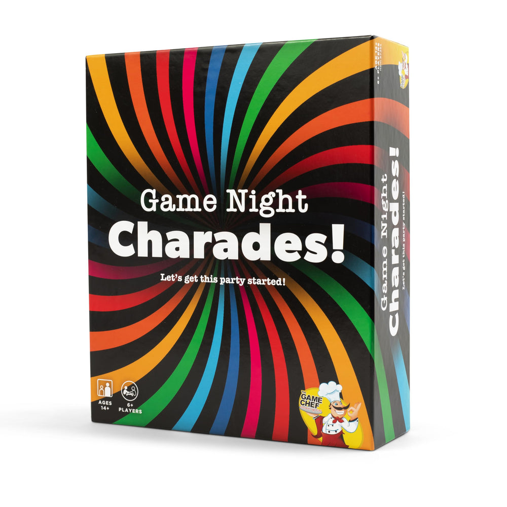 The GAME CHEF Game Night Charades timer and props set the pace.