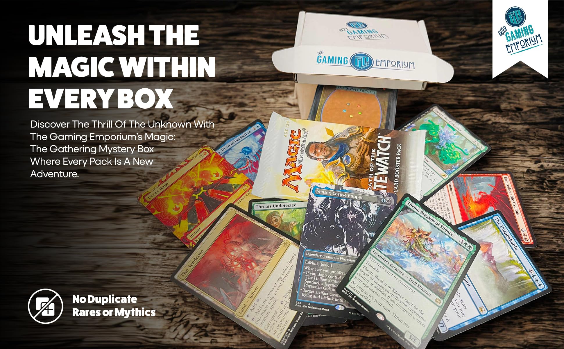 The Gaming Emporium MTG mystery box unopened pack fuels anticipation and collection growth.