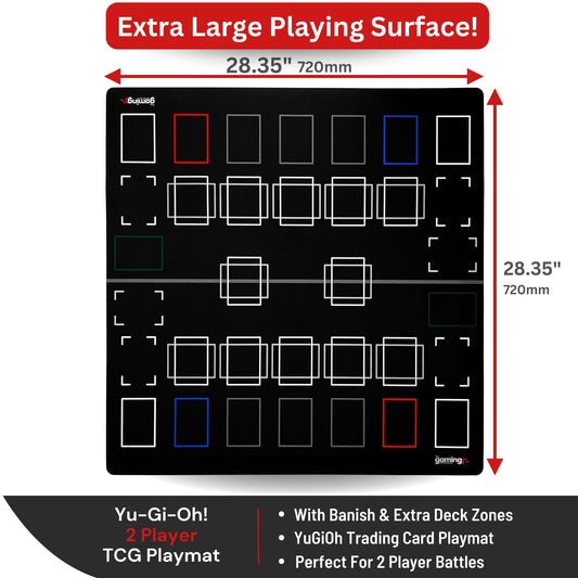 The Gaming Mat Company banish zone layout highlights dedicated areas for extra deck and pendulum zones.