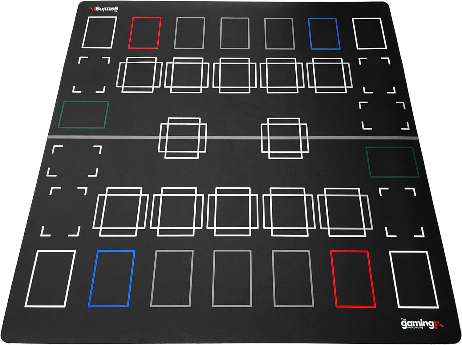 The Gaming Mat Company large 28-35 inch playmat fits two-player duels.