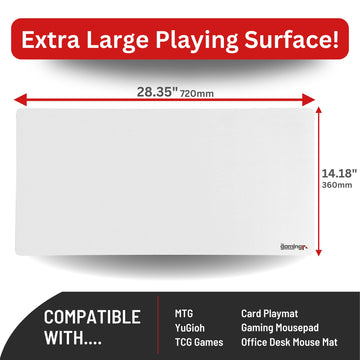 The Gaming Mat Company white playmat close-up showing edge and mouse area