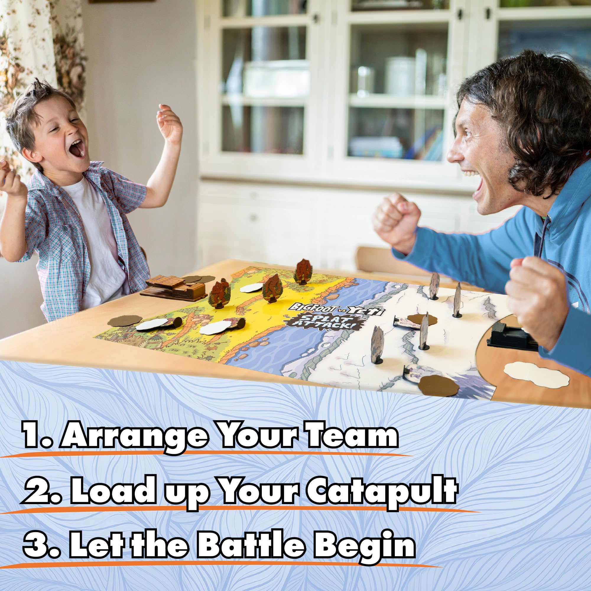 The Good Game Company Bigfoot vs Yeti Splat Attack catapults in action for dynamic launches.