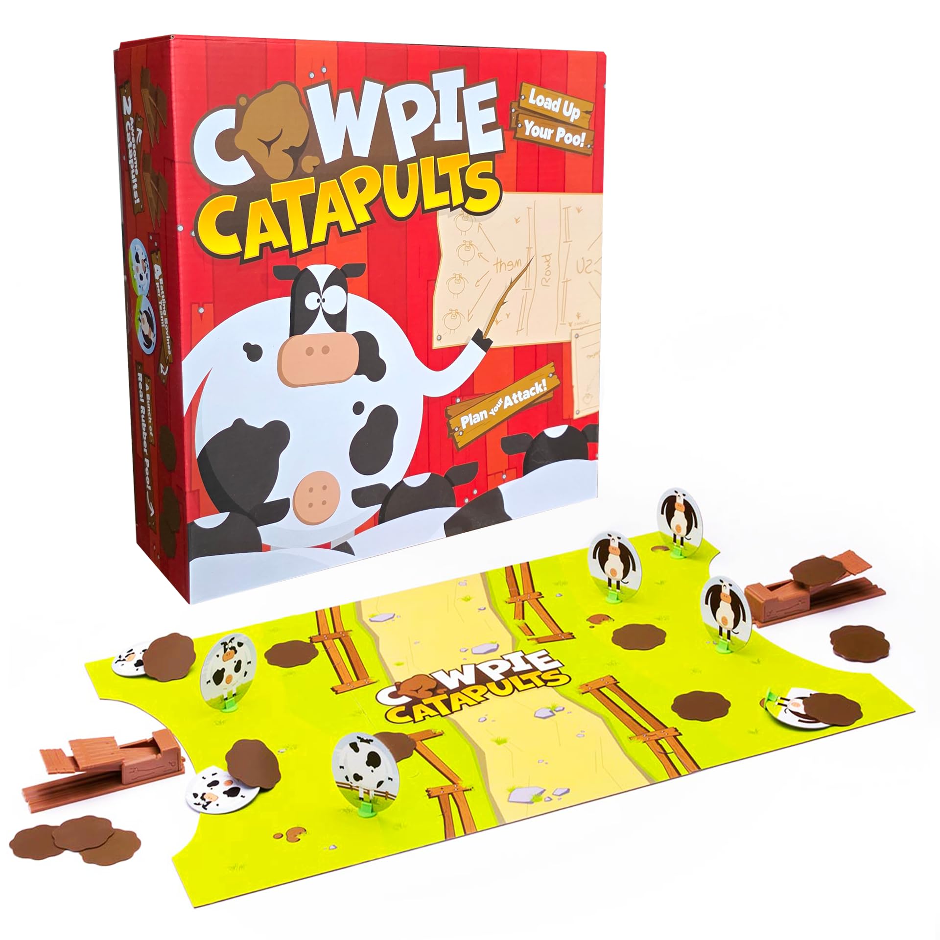The Good Game Company Cowpie Catapults overview for family-friendly barnyard fun