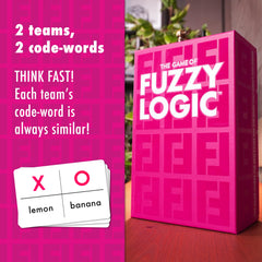 The Good Game Company Fuzzy Logic players at table, ready to clue and guess, bonding friends.