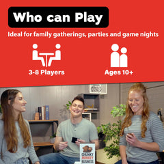 Chunky Monkey Business players grin while guessing, highlighting friendly competition.