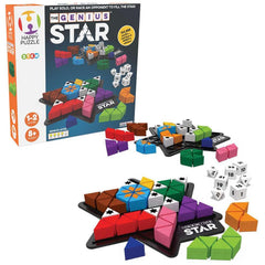 The Happy Puzzle Company Genius Star board ready for a brain-teasing challenge.