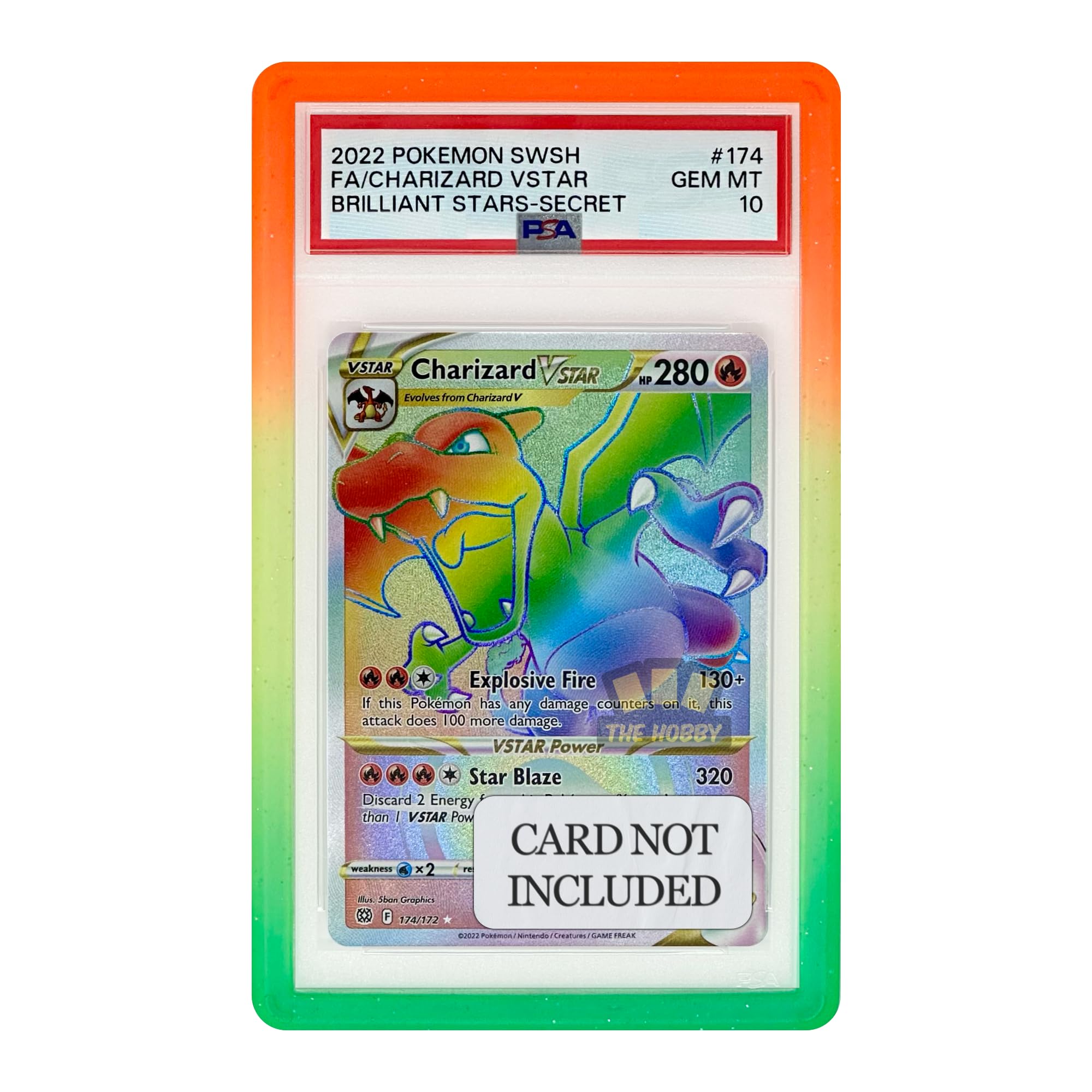 The Hobby Lair gradient rainbow slab guard on a PSA slab for stylish protection.